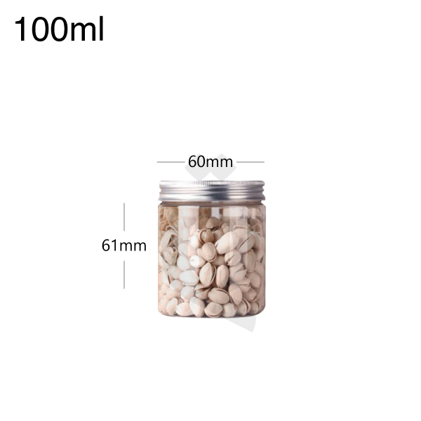 [007002] 100ml/60mm PET Plastic Jar Alu Cap 100/ctn