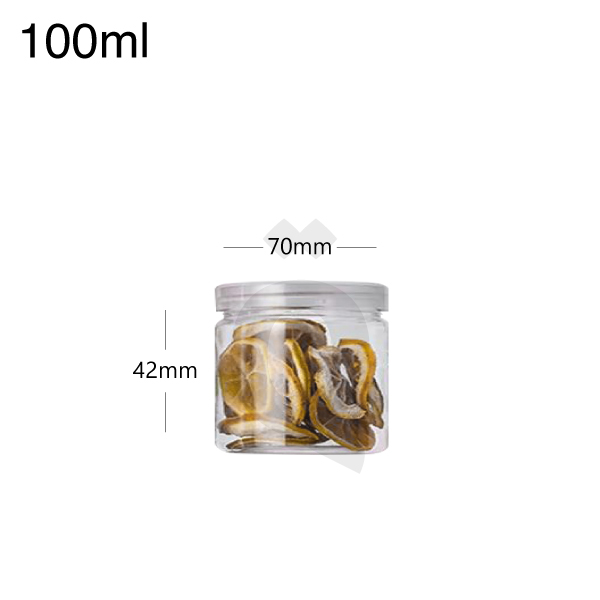 [007003] 100ml/70mm PET Plastic Jar Clear PP Cap 150/ctn