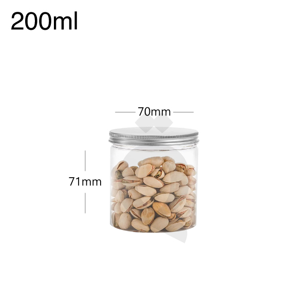 [007009] 200ml/70mm PET Plastic Jar Alu Cap 100/ctn