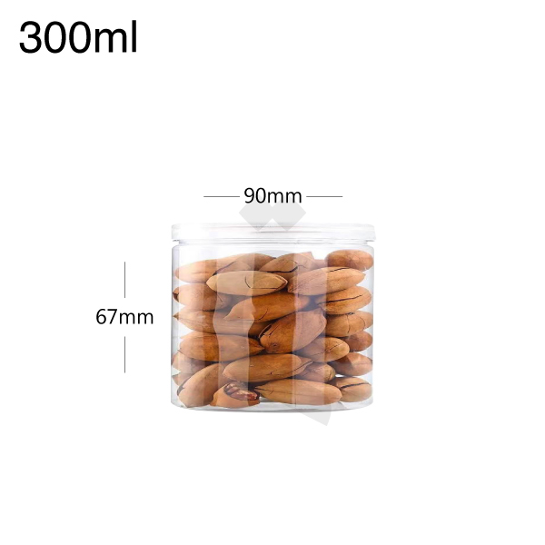 [007019] 300ml/90mm PET Plastic Jar Clear Cap 150/ctn