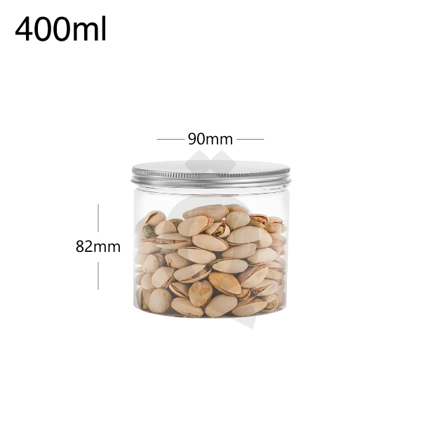 [007021] 400ml/90mm PET Plastic Jar with Alu Cap 150/ctn