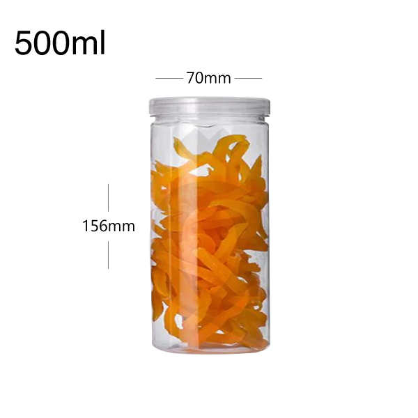 [007023] 500ml/70mm PET Plastic Jar Clear PP Cap 100/ctn