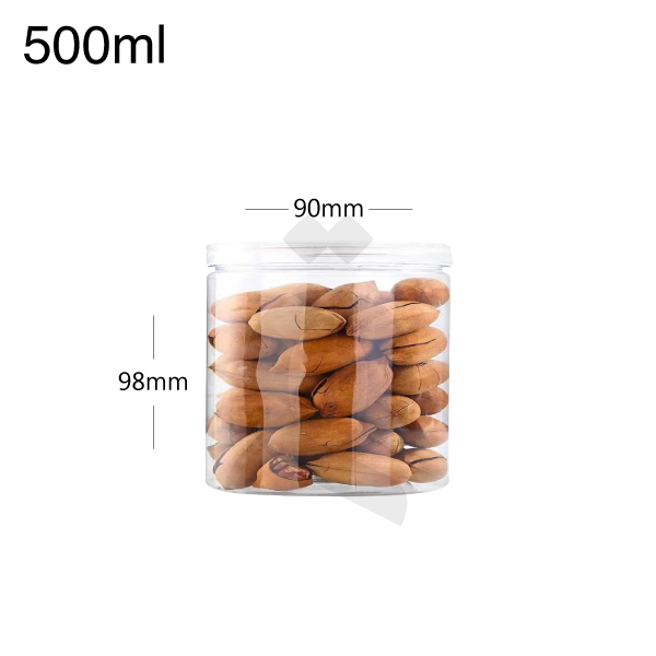 [007025] 500ml/90mm PET Plastic Jar PP Clear Cap 100/ctn