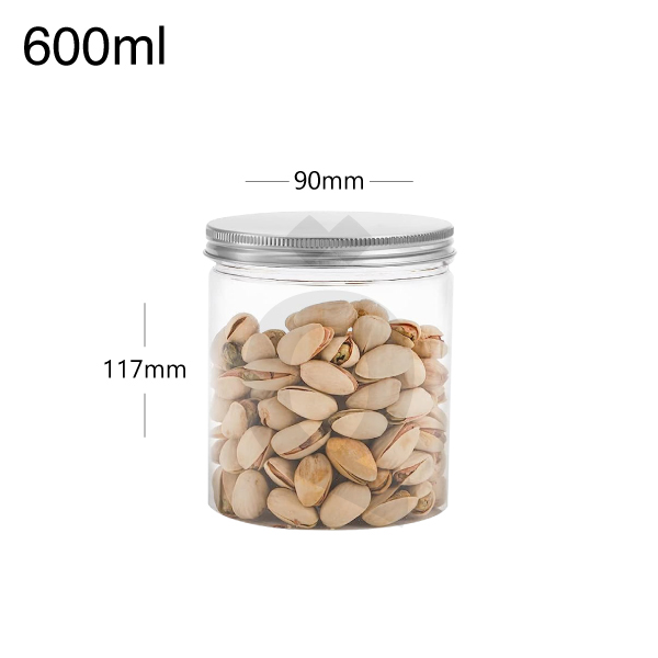 600ml/90mm PET Plastic Jar Alu Cap 100/ctn