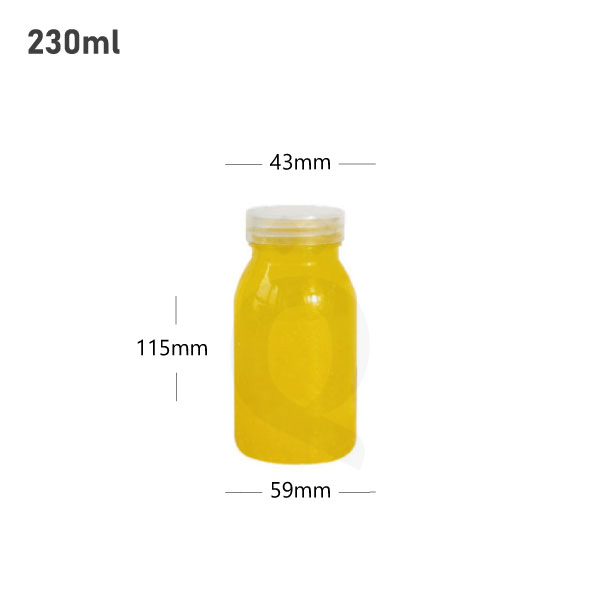 [007041] 230ml PET Plastic Milk Bottle with White PP Cap 200/ctn