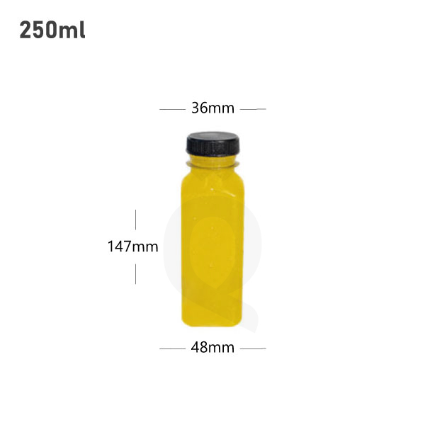 [007042] 250ml PET Plastic Bottle with Black Plastic Cap 200/ctn