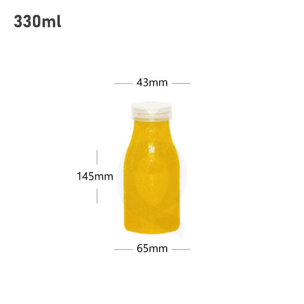 [007050] 330ml PET Plastic Milk Bottle with Clear PP Cap 147/ctn