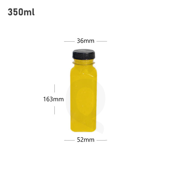 [007051] 350ml PET Plastic Bottle Black Plastic Cap 200/ctn