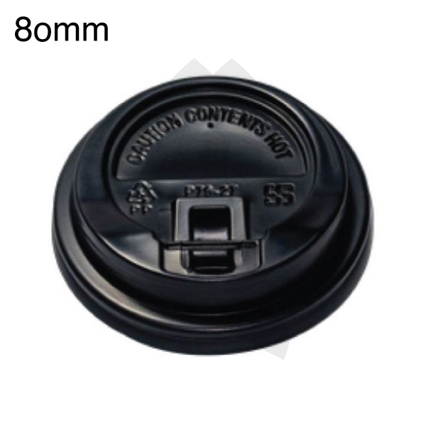 [001040] 80mm Ps Plastic Black Lid With Cap 500/ctn