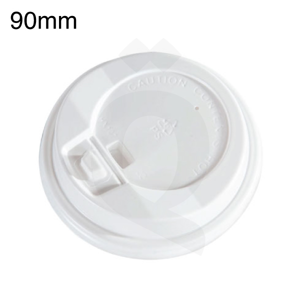 [001042] 90mm PS Plastic White Lid With Cap 500/ctn