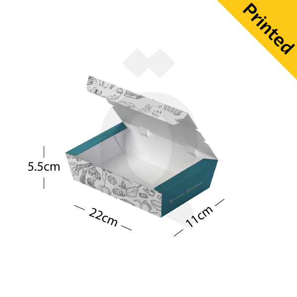 [500033] White Paper Box Printed 22x11x5.5h cm