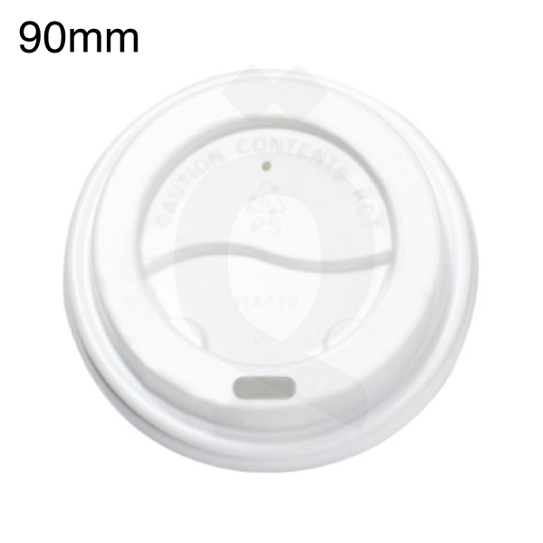 [001067] 90mm PS Plastic White Lid No Cap 500/ctn