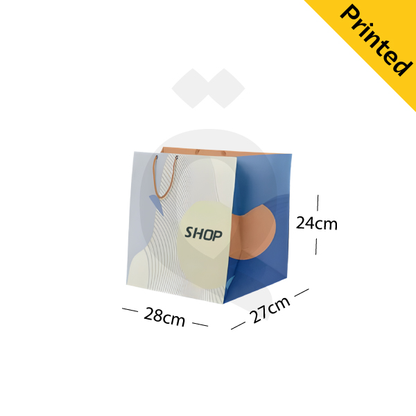 [500069] White Paper Bag Printed Size 28x27x24cm