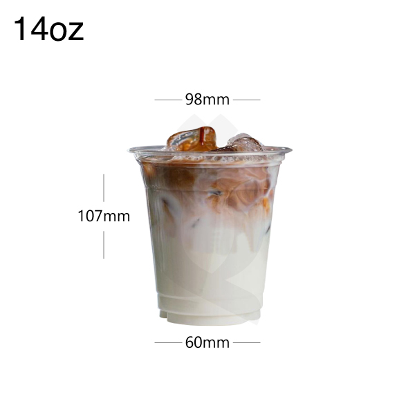 [002004] 14oz/98mm PET Plastic Beverage Cold Cup 1000/ctn