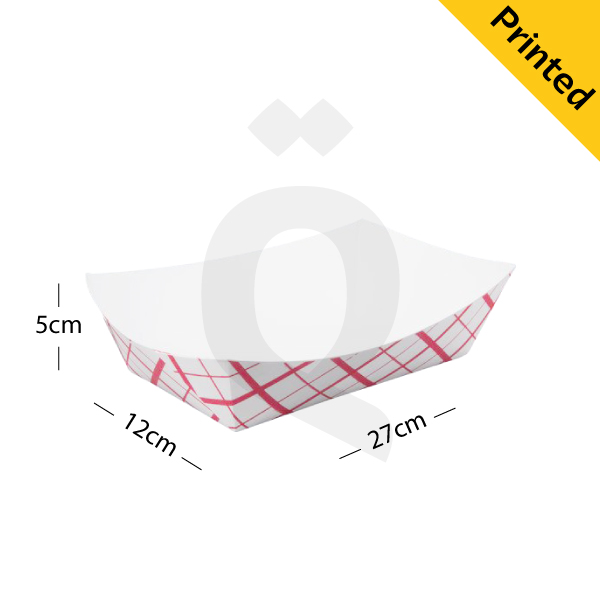 [500094] White Paper Tray Printed 27x12x5h cm