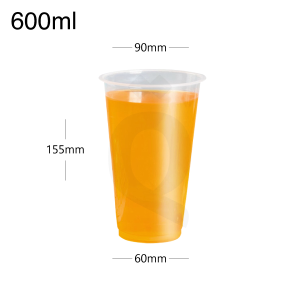 [002012] 600ml PP Plastic Cold Beverage Cup 500/ctn
