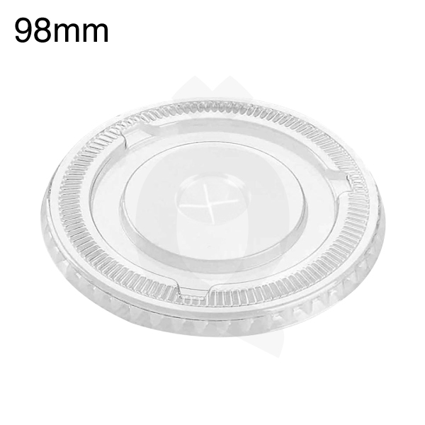 [002020] 98mm PET Plastic Flat Lid X hole 1000/ctn
