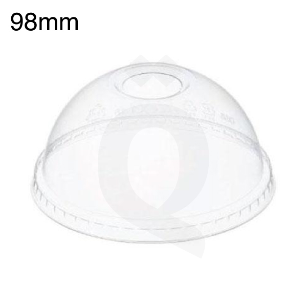 [002022] 98mm PET Plastic Dome Lid O Hole 1000/ctn