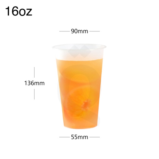 [002069] 16oz PP Plastic Injection Frosted Clear  Cup 90m 500/ctn