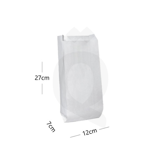 [003001] كيس بدون قاعدة 12*7*27 سم ورق ابيض 1000 حبة