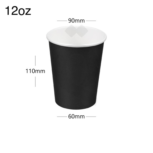 [001013] 12oz Single Wall Black - White Paper Cup 1000/ctn