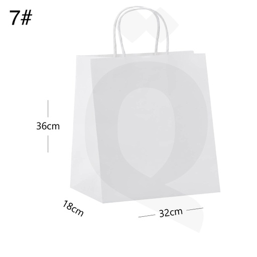 [003025] كيس #7 ورق ابيض بيد ملفوفه مقاس 32*18*36 سم 200 حبة