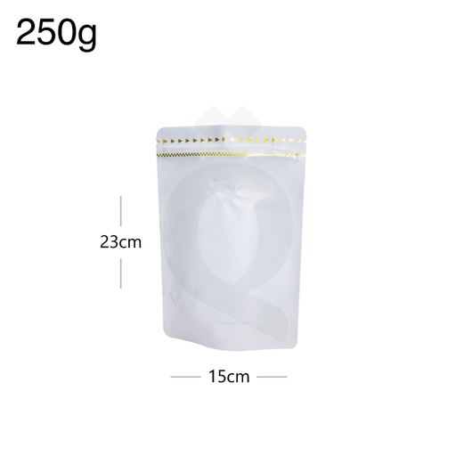 [003042] 250g White Stand Up Ziplock Valve Bag 300/ctn
