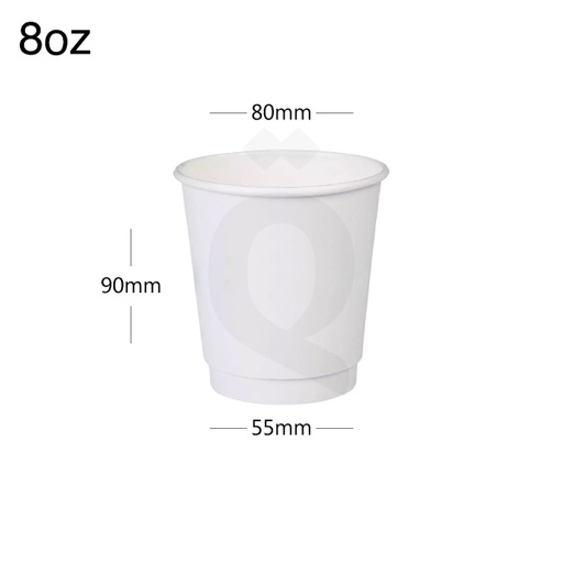[001016] 8oz Double Wall White Paper Cup 500/ctn