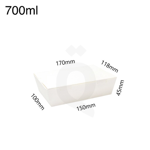 [004003] 700ml White Paper Lunch Box 200/ctn