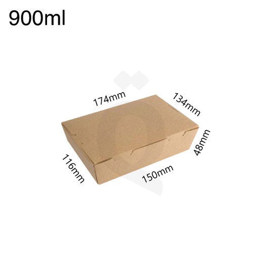 [004006] 900ml Kraft Paper Lunch Box 200/ctn
