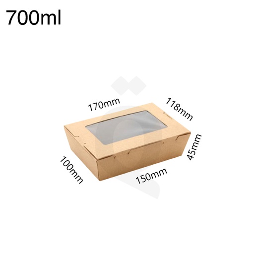 [004015] 700ml W Kraft Paper Window Lunch Box 200/ctn
