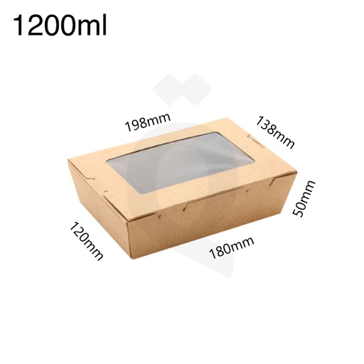 [004019] 1200ml Kraft Paper Window Lunch Box 200/ctn