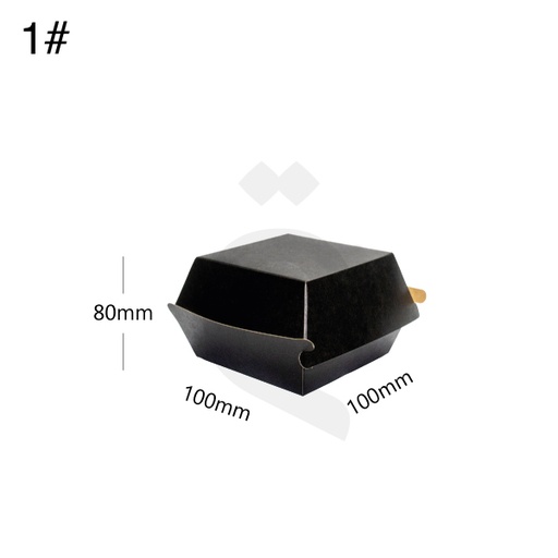 [004027] #1 Burger Black - Kraft Paper Box Size 10x10x8cm 200/ctn