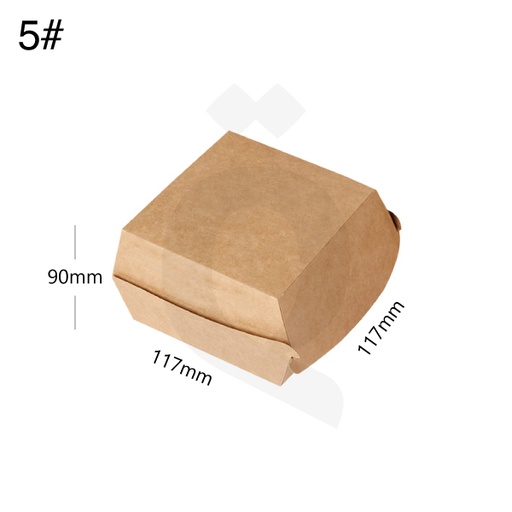[004029] #5 Burger Kraft Paper Box Size 11.7x11.7x9cm 200/ctn