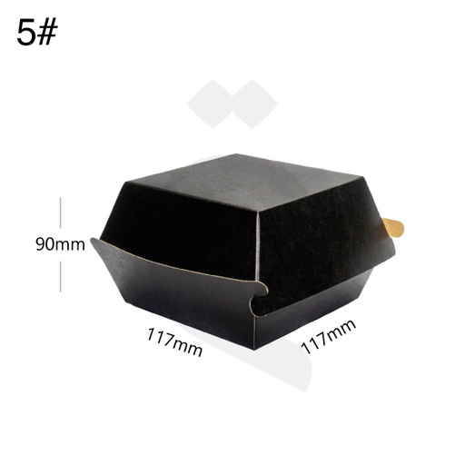 [004030] علبة برجر #5 اسود ورق كرافت مقاس 11.7*11.7*9 سم 200 حبة