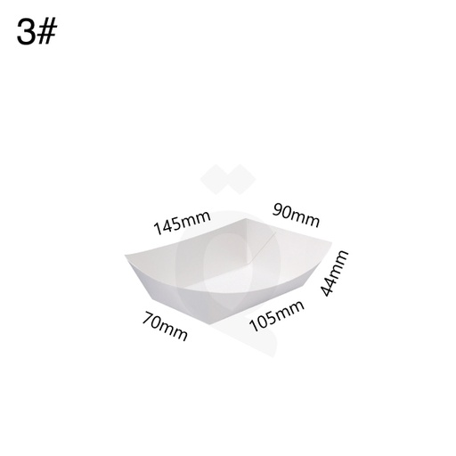[004033] طبق #3 ورق ابيض للاطعمة مقاس 10.5*7*4 سم 500 حبة