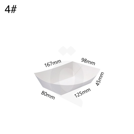 [004034] #4 White Paper Food Tray Size 12.5x8x4.5cm 500/ctn