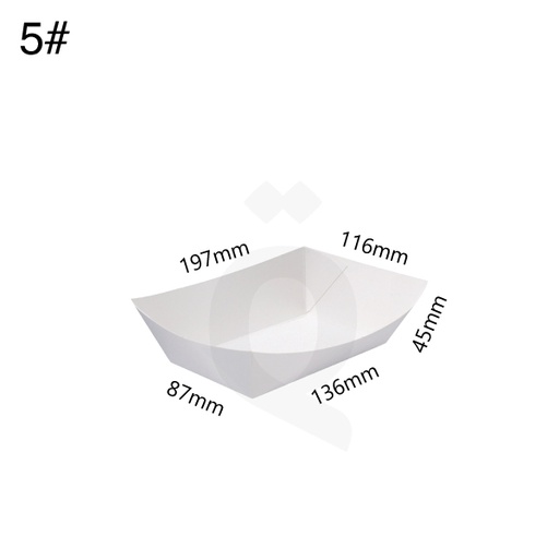 [004035] طبق #5 ورق ابيض مقاس 13.5*8.5*5 سم 500حبة