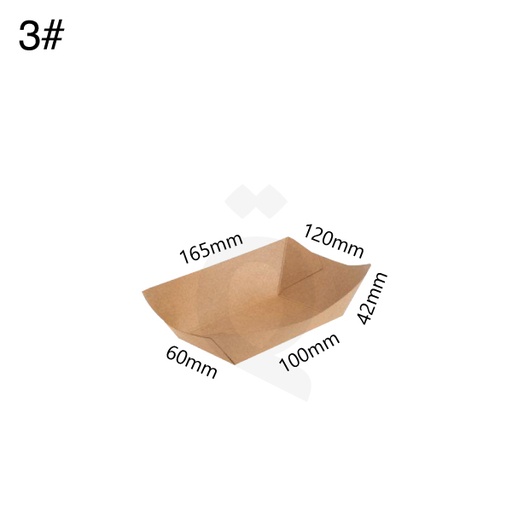 [004036] #3 Kraft Paper Food Tray Size 10x6x4.2cm 500/ctn