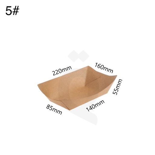[004038] #5 Kraft Paper Food Tray Size 14x8.5x5.5cm 500/ctn