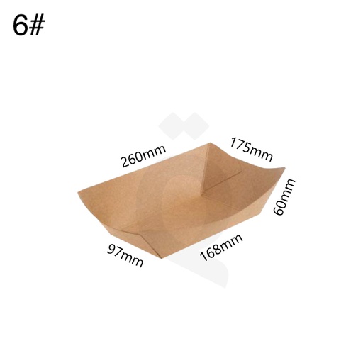 [004039] #6 Kraft Paper Food Tray Size 16.8x9.7x6cm 500/ctn
