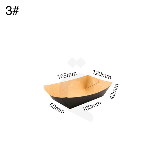 [004040] #3 Black - Kraft Paper Food Tray Size 10x6x4.2cm 500/ctn