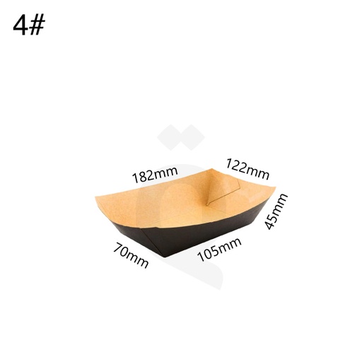 [004041] #4 Black - Kraft Paper Food Tray Size 10.5x7x4.5cm 500/ctn