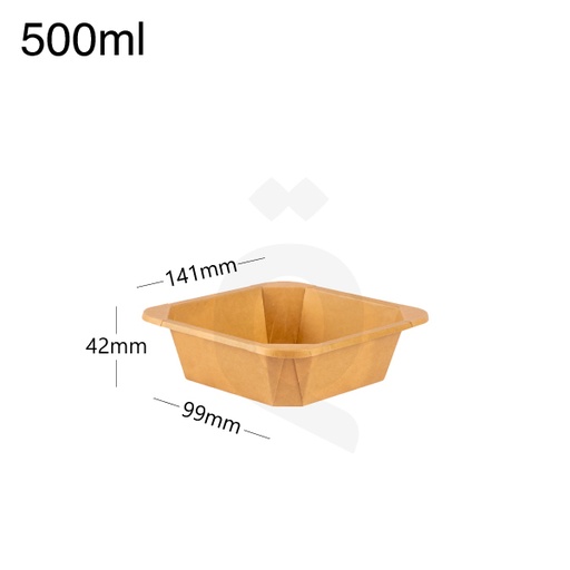 [004050] 500ml Kraft Paper Square Bowl 300/ctn
