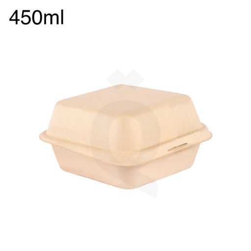 [004070] 450ml Bagasse Sugarcane Burger Box 500/ctn
