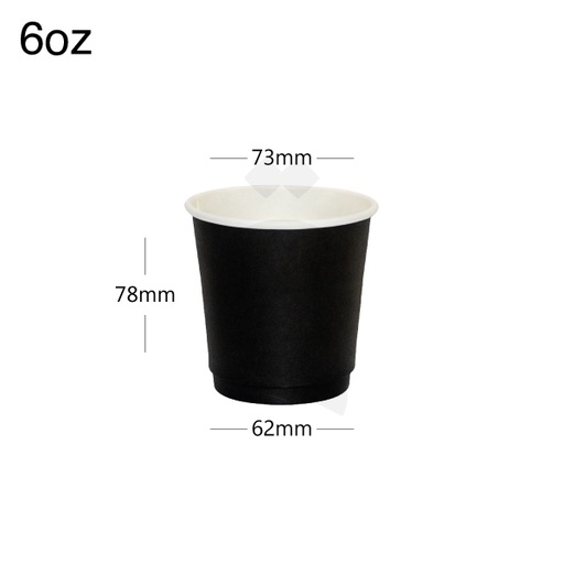 [001025] 6oz Double Wall Black - White Paper Cup 500/ctn