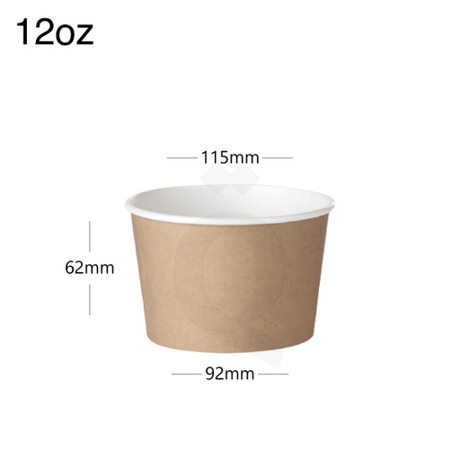[005018] 12oz Brown - White Paper Soup Cup 500/ctn