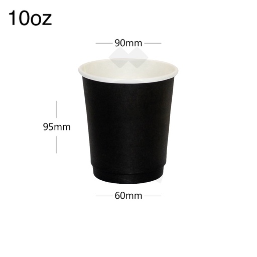 [001027] 10oz Double Wall Black - White Paper Cup 500/ctn