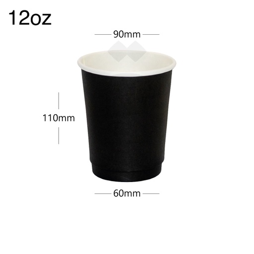 [001028] 12oz Double Wall Black - White Paper Cup 500/ctn