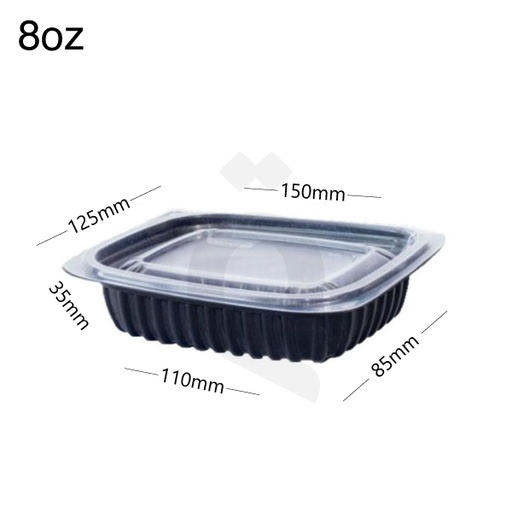 [006005] 8oz PP Plastic Box Black With Clear Lid 250/ctn